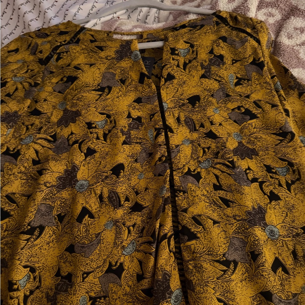 Astr Yellow and Black Floral blouse